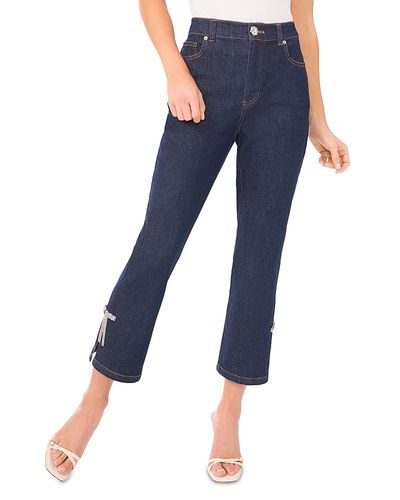Cece CeCe Cropped Flare Bow Detail Jeans in Indigo Night