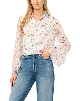 Cece CeCe Double Ruffle Cuff Button Down Shirt