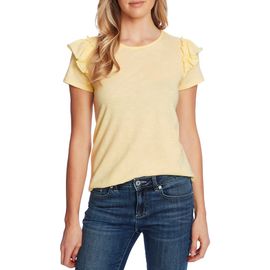 CeCe CeCe Double Ruffle Slub Jersey Tee