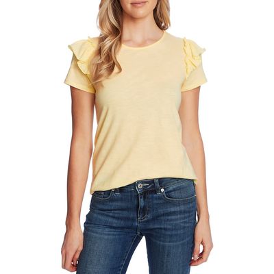 CeCe CeCe Double Ruffle Slub Jersey Tee