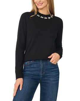 Cece CeCe Embellished Ruffle Neck Sweater