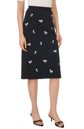 CeCe CeCe Embroidered Midi Skirt