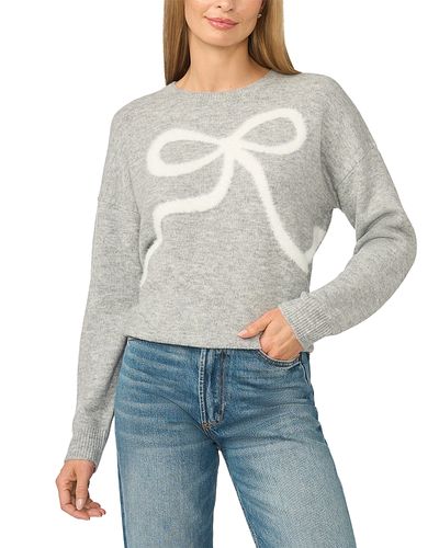 Cece CeCe Eyelash Bow Crewneck Sweater