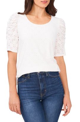 CeCe CeCe Eyelet Puff Sleeve Top