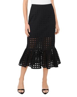 Cece CeCe Eyelet Ruffle Hem Midi Skirt