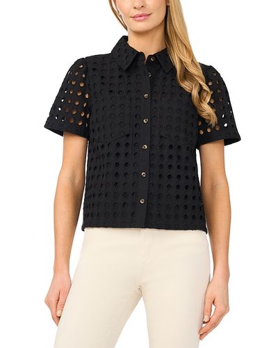 Cece CeCe Eyelet Short Sleeve Shirt