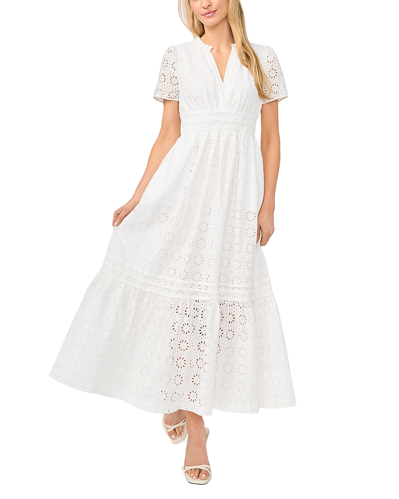 cece maxi dress women's Ditsy Floral Smocked-waist Flutter-Sleeve 97% Polyester / 3% Elastane SIZING CeCe Smocked Waist Flutter Sleeve