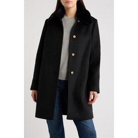 CeCe CeCe Faux Fur Collar Single Breasted Coat