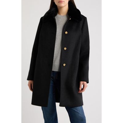 CeCe CeCe Faux Fur Collar Single Breasted Coat