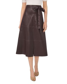 Cece CeCe Faux Leather Tie Waist Midi Skirt