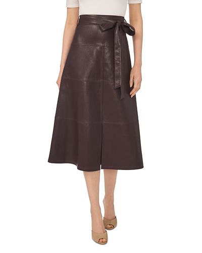 Cece CeCe Faux Leather Tie Waist Midi Skirt