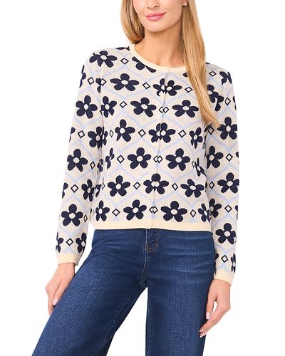 Cece CeCe Floral Jacquard Cardigan