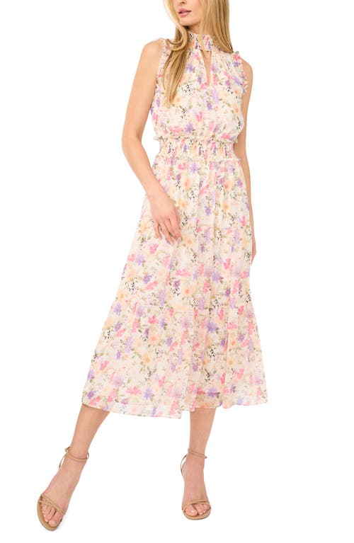 CeCe CeCe Floral Mock Neck Midi Dress