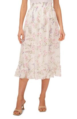 CeCe CeCe Floral Print Chiffon Midi Skirt
