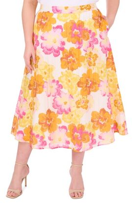 CeCe CeCe Floral Print Midi Skirt