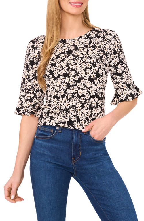 CeCe CeCe Floral Print Ruffle Sleeve Top