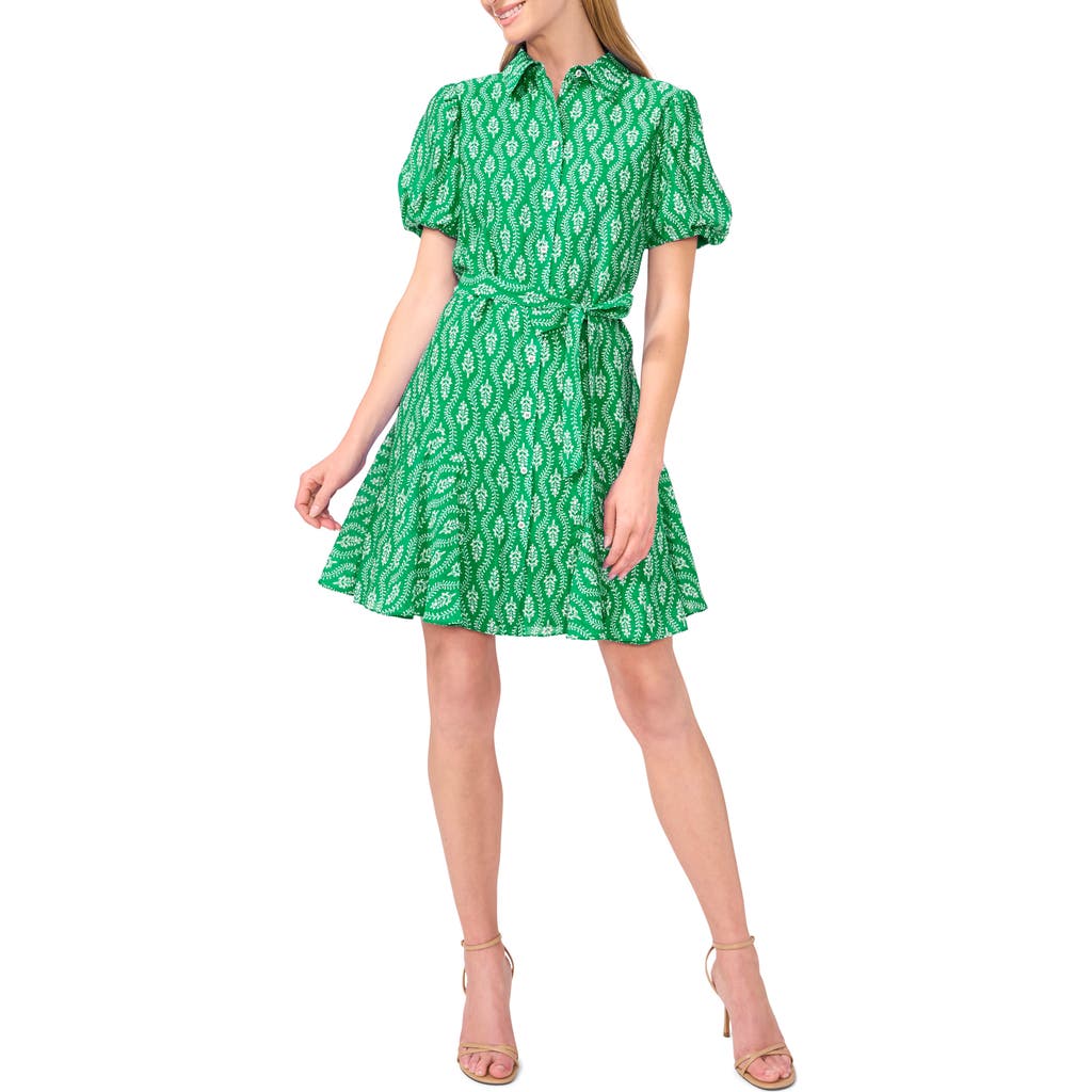CeCe CeCe Floral Short Sleeve Mini Shirtdress