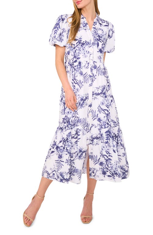 CeCe CeCe Floral Tiered Cotton Midi Shirtdress