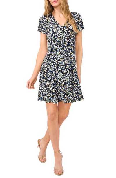 CeCe CeCe Floral V-Neck Princess Seam Dress