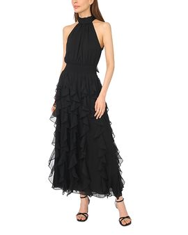 Cece CeCe Halter Cascading Ruffle Maxi Dress