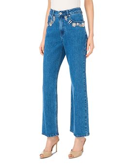 Cece CeCe High Rise Embellished Pocket Straight Leg Jeans in Indigo