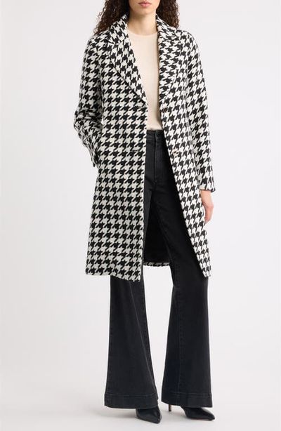 CeCe CeCe Houndstooth Single Breasted Coat
