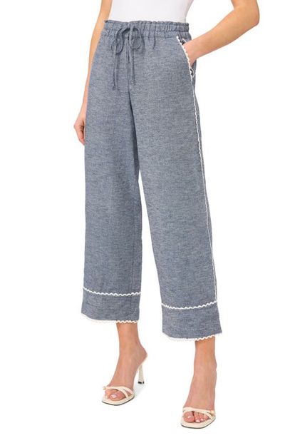 CeCe CeCe Lace Trim Crop Cotton & Linen Pants