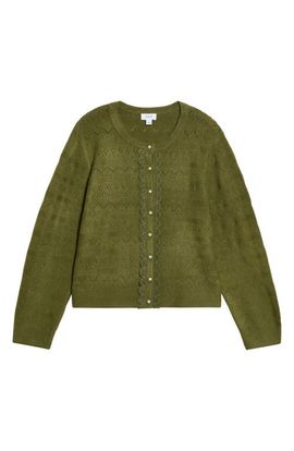 CeCe CeCe Lace Trim Pointelle Knit Cardigan