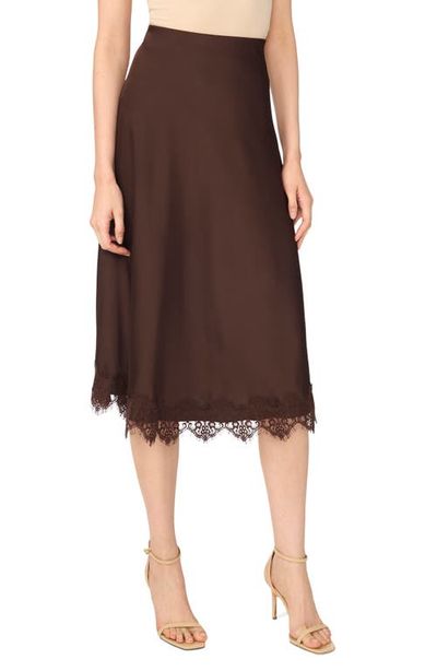 CeCe CeCe Lace Trim Satin Skirt