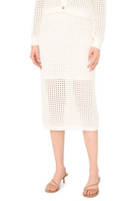 CeCe CeCe Open Stitch Midi Skirt