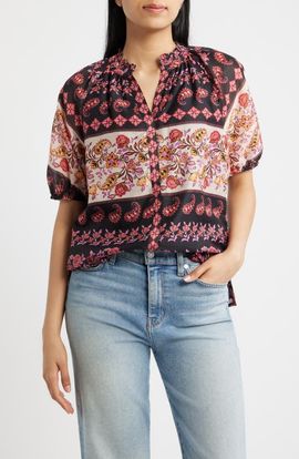 CeCe CeCe Paisley Floral Print Top