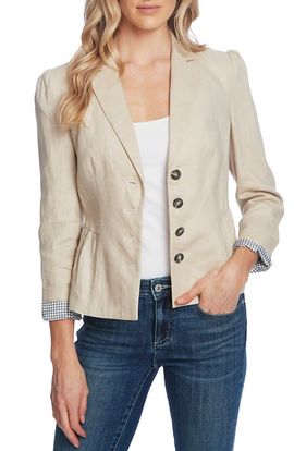 CeCe CeCe Peplum Linen Jacket