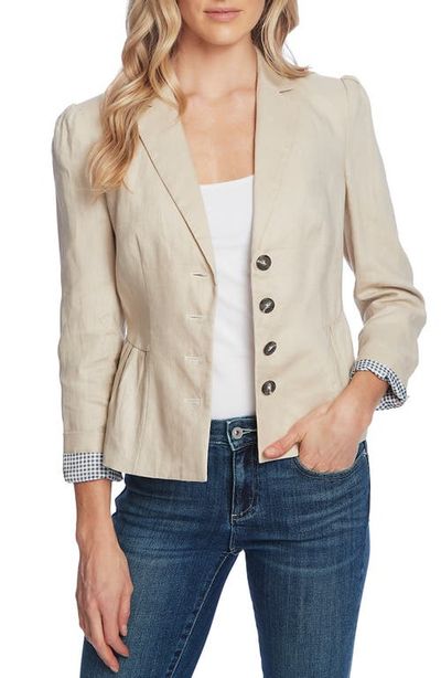 CeCe CeCe Peplum Linen Jacket