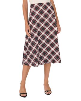 Cece CeCe Plaid Bias Cut Midi Skirt