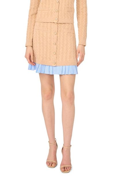 CeCe CeCe Pleated Hem Cable Knit Miniskirt