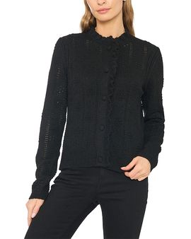 Cece CeCe Pointelle Crewneck Cardigan