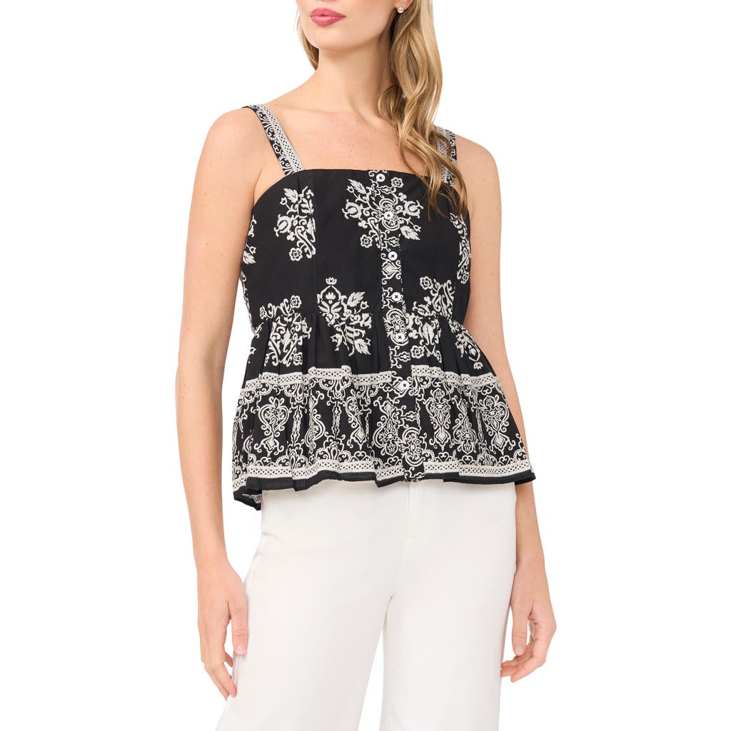 CeCe CeCe Print Ruffle Hem Sleeveless Top
