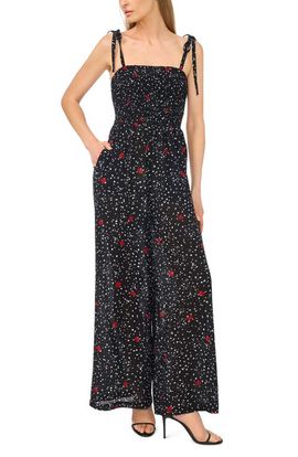 CeCe CeCe Print Tie Strap Wide Leg Jumpsuit