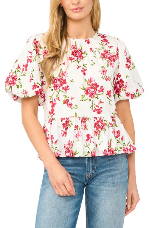 CeCe CeCe Puff Sleeve Floral Print Shirt