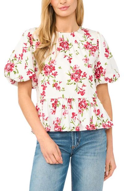 CeCe CeCe Puff Sleeve Floral Print Shirt