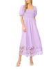 Cece CeCe Puff Sleeve Lace Hem Midi Dress - 1
