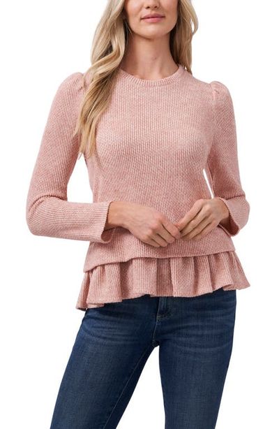 CeCe CeCe Puff Sleeve Peplum Sweater