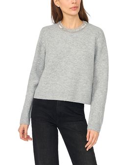 Cece CeCe Rhinestone Collar Crewneck Sweater