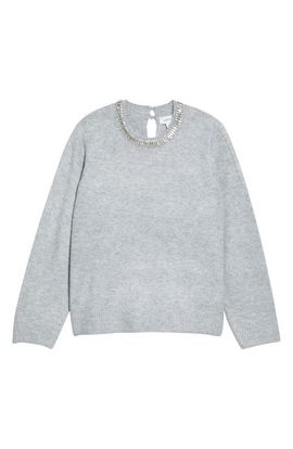 CeCe CeCe Rhinestone Neckline Sweater