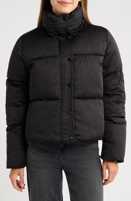 CeCe CeCe Rhinestone Quilted Puffer Jacket