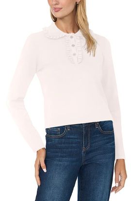 CeCe CeCe Ruffle Collar Sweater