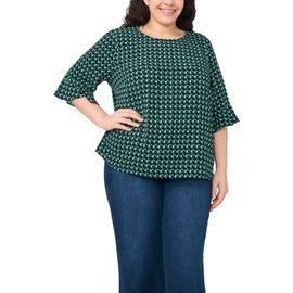 CeCe CeCe Ruffle Cuff Print Top