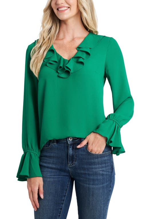 CeCe CeCe Ruffle Detail V-Neck Blouse
