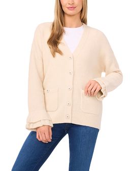 Cece CeCe Ruffled Cuff Cardigan