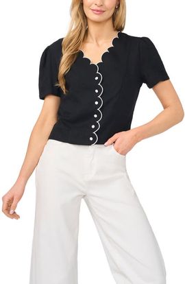 CeCe CeCe Scallop Detail Button-Up Shirt